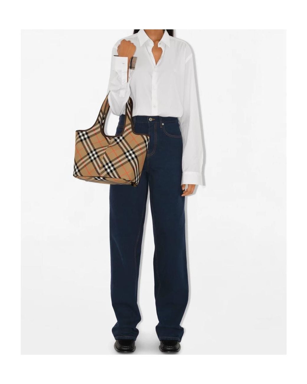 Burberry Metallic Small Checked Top Handle Bag