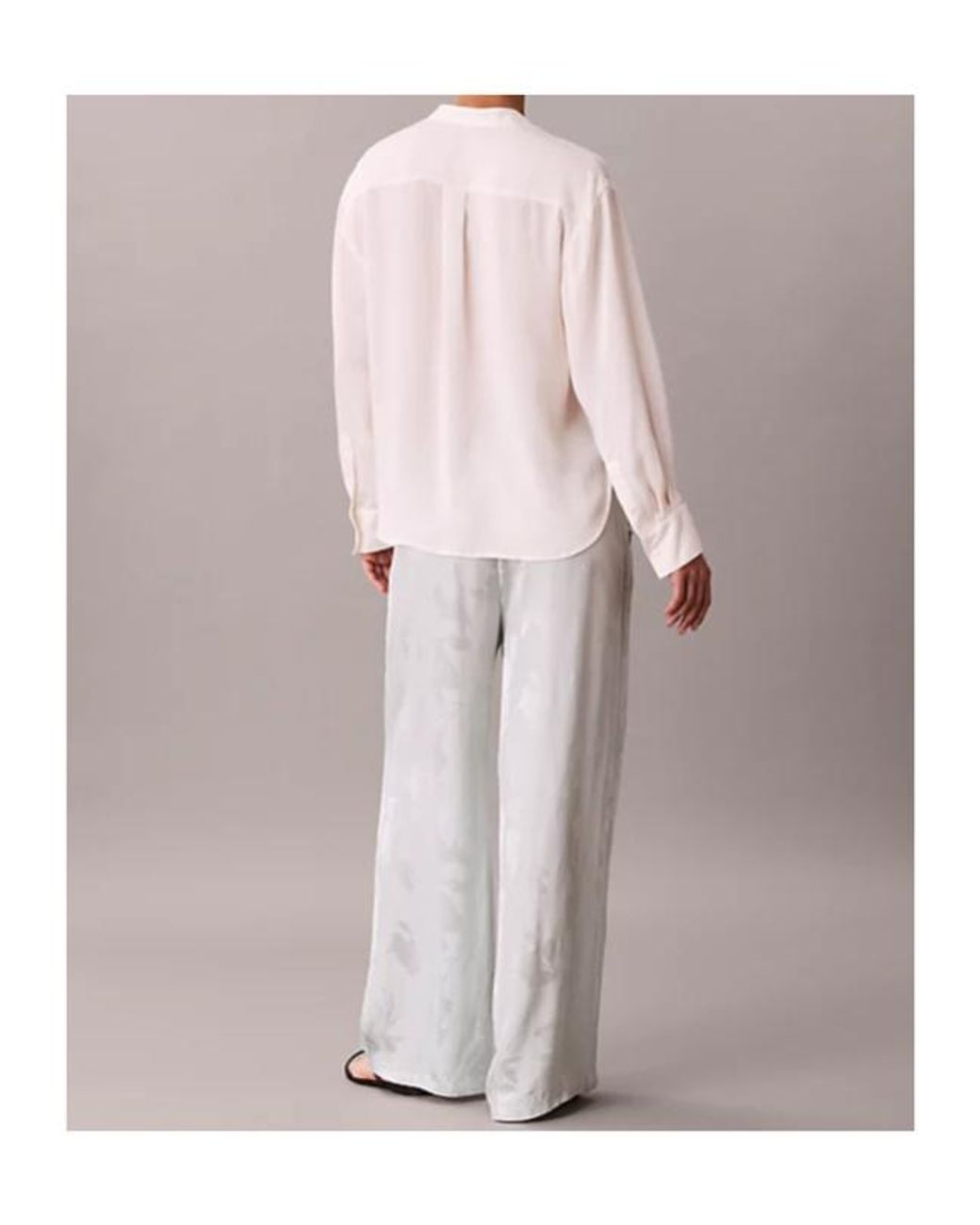 Calvin Klein Gray Elastic Waist Wide-Leg Pants