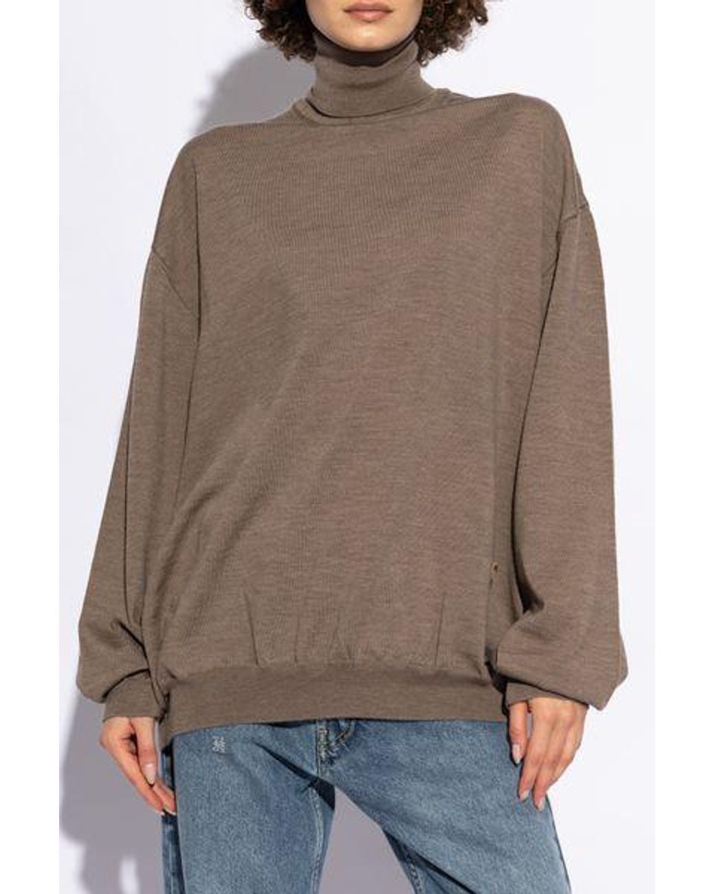 Moschino Brown M Plaque Turtleneck Jumper