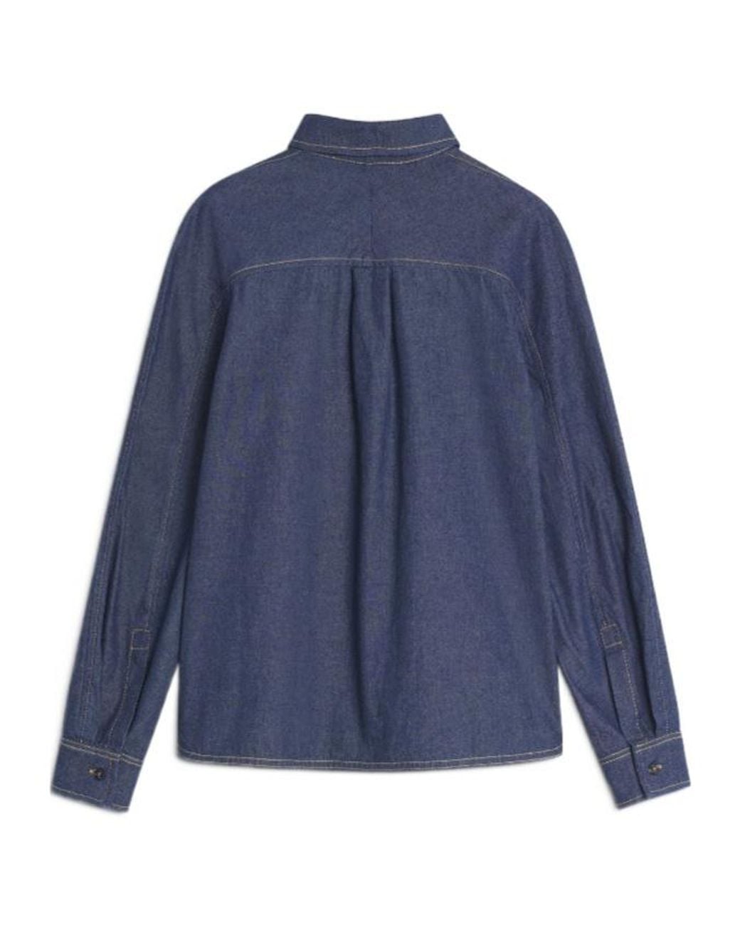 Maison Kitsuné Blue Maison Kitsuné Contrast-Stitch Denim Shirt