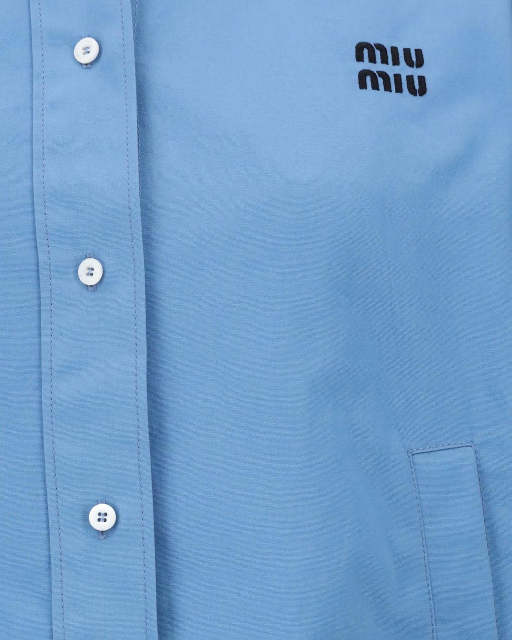 Miu Miu Blue Logo-Embroidered Shirt Jacket