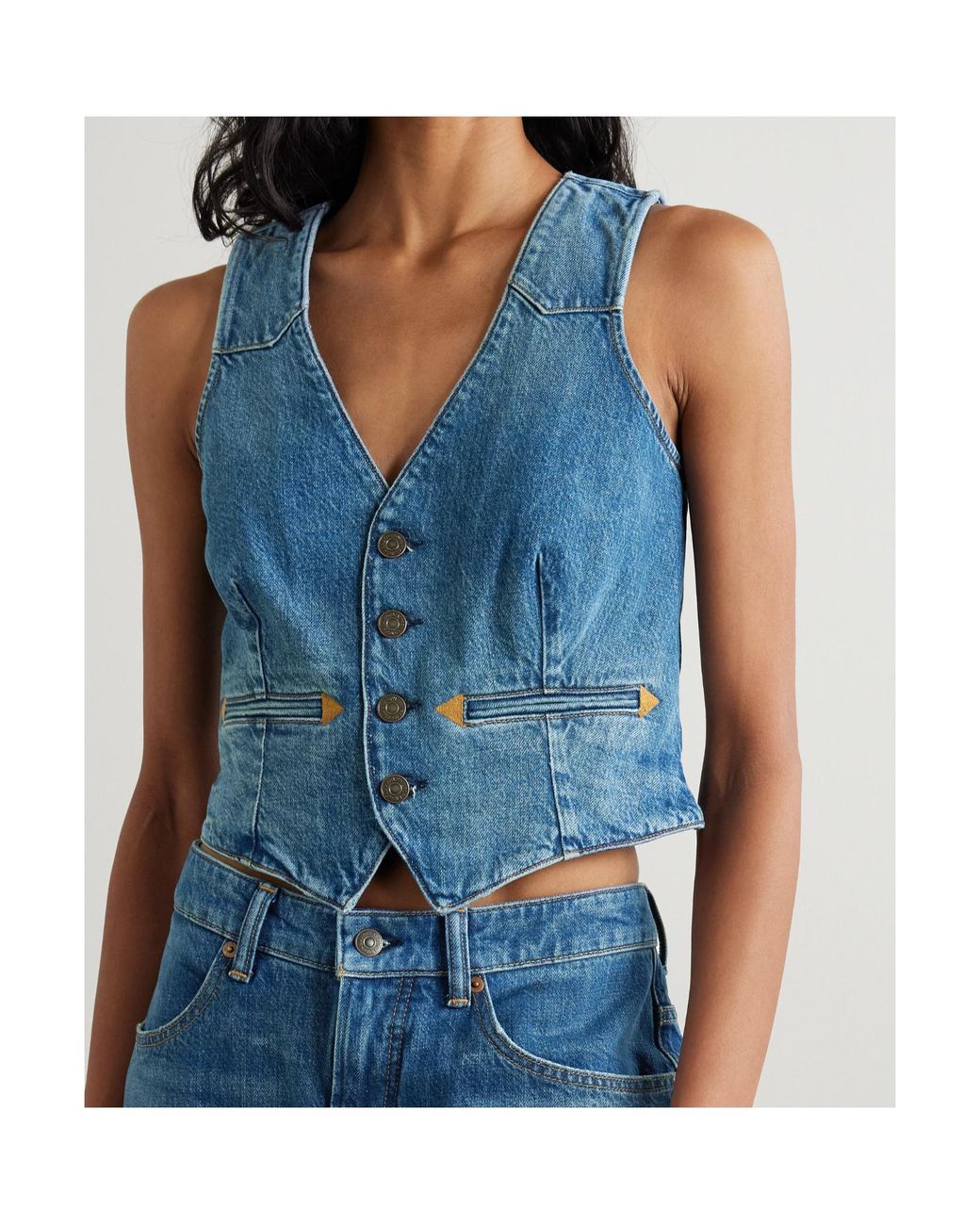 Polo Ralph Lauren Blue Embroidered Denim Vest