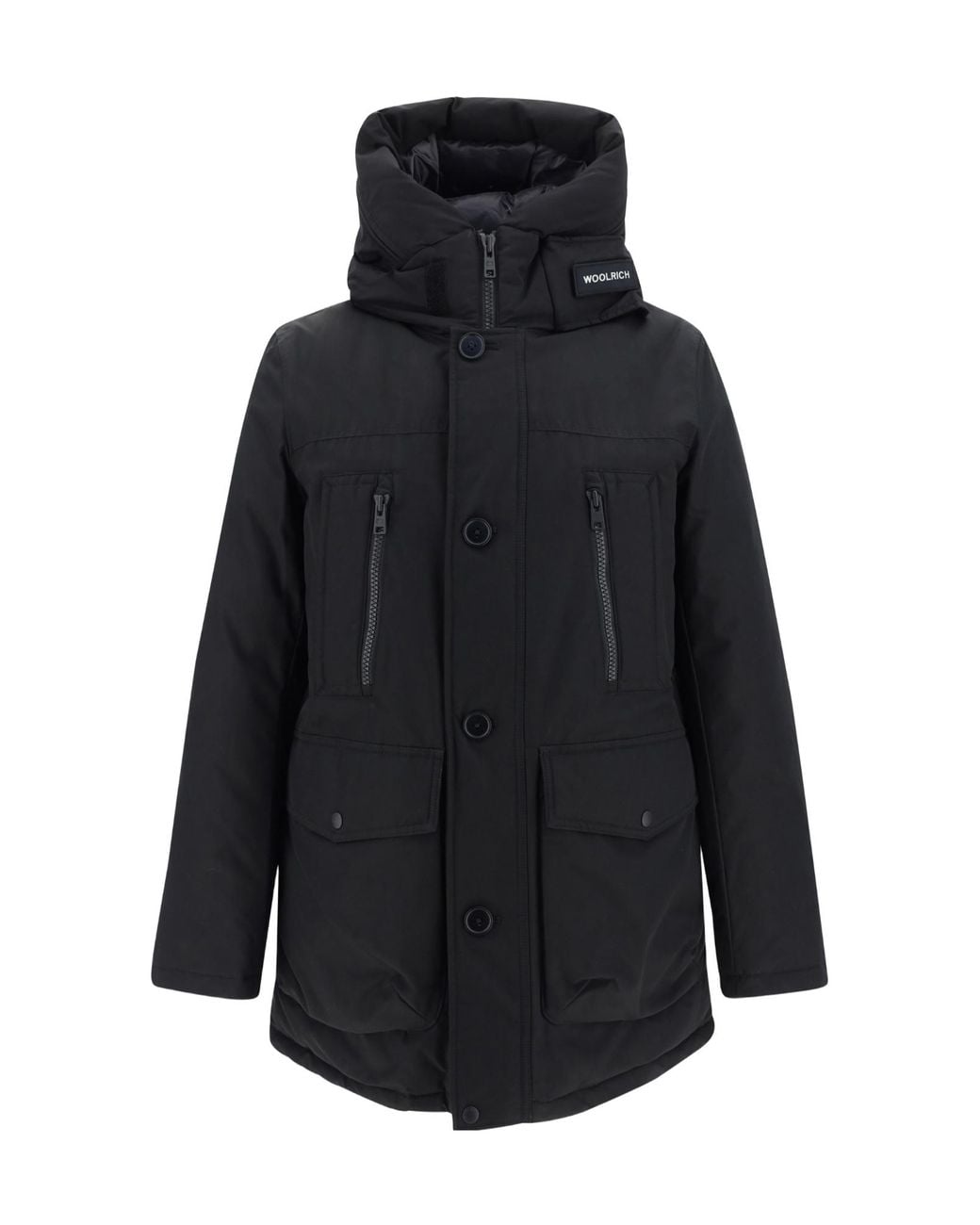 Woolrich Black Hooded Padded Coat for men
