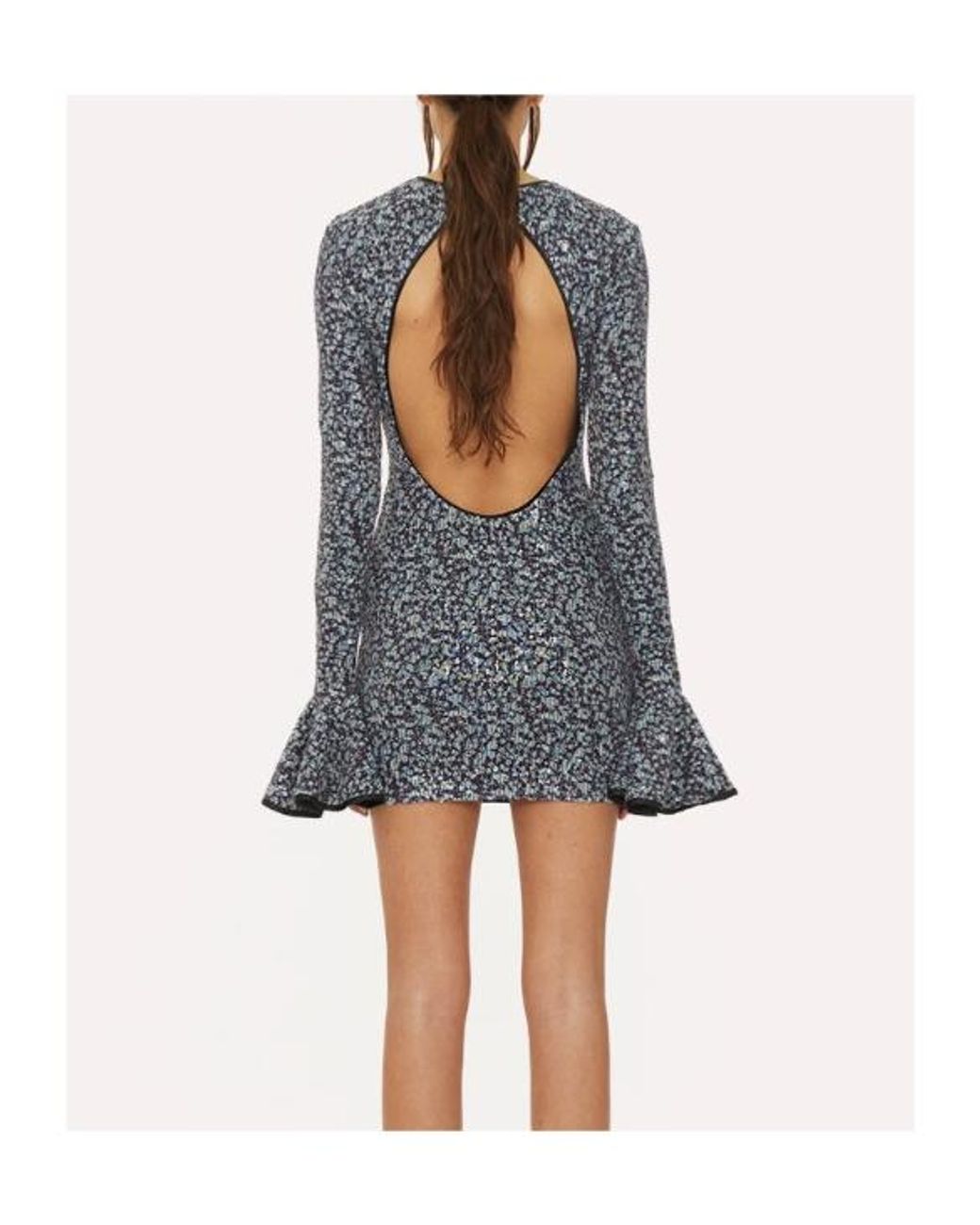 ROTATE BIRGER CHRISTENSEN Blue Cut-Out Detailed Sequinned Mini Dress