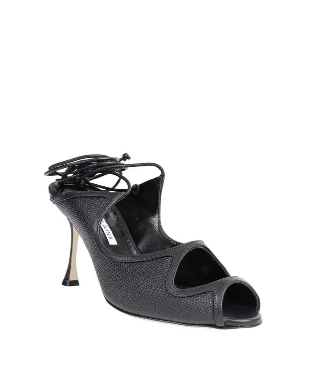 Manolo Blahnik Black Cut-Out High-Heeled Sandals