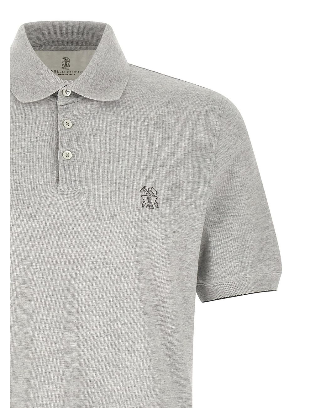 Brunello Cucinelli Gray Cotton Polo Shirt for men