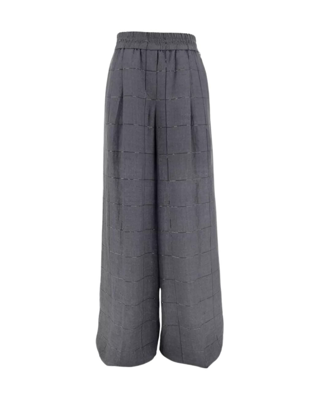 Brunello Cucinelli Gray Checked Dazzling Pants