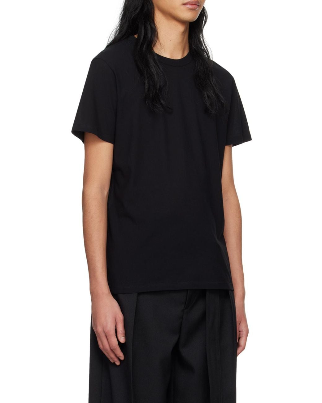 Jil Sander Black Logo Printed Crewneck T-Shirt for men