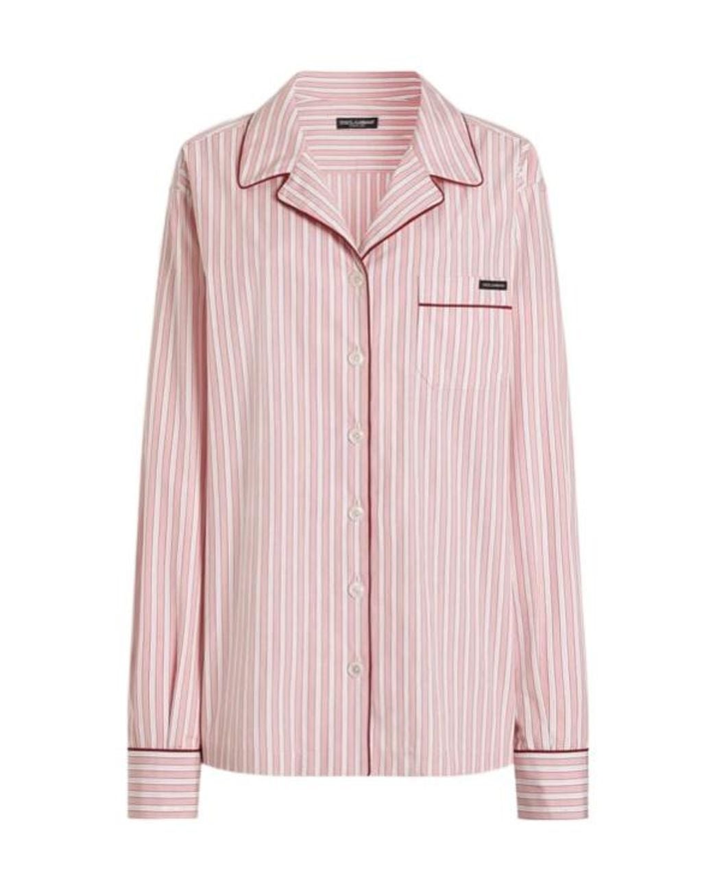 Dolce & Gabbana Pink Cotton-Silk Stripe Shirt