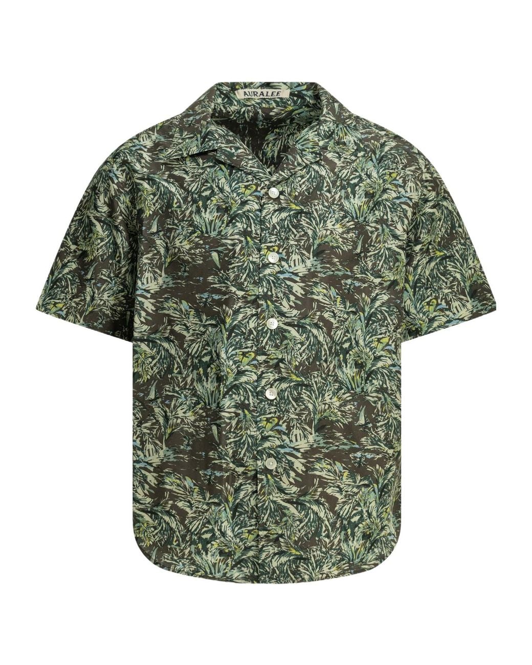 Auralee Green Printed Short-Sleeved Shirt for men