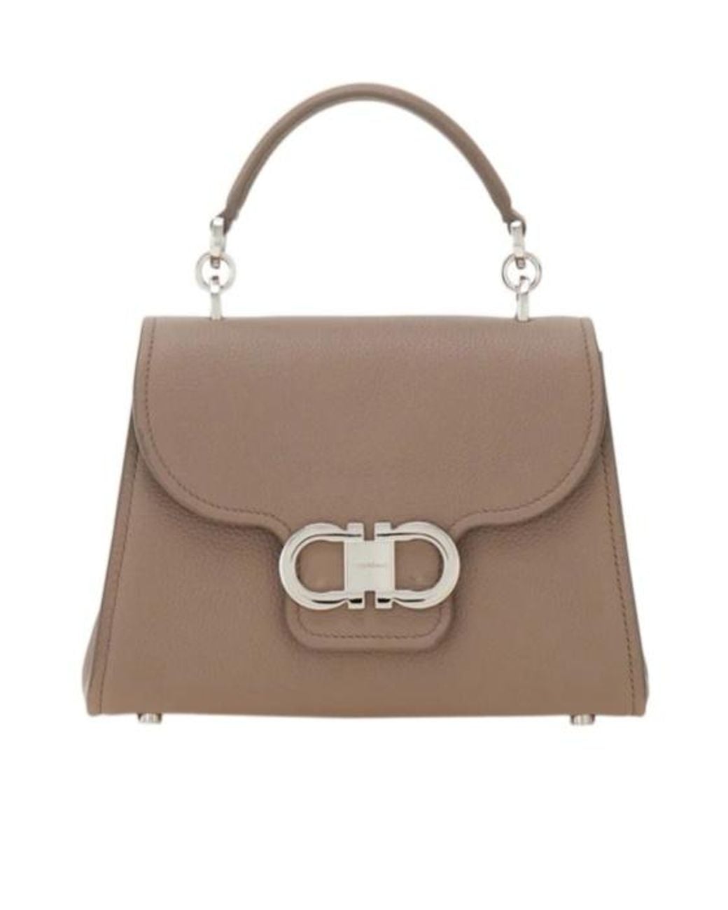 Ferragamo Brown Double Gancini Top Handle (Xs)