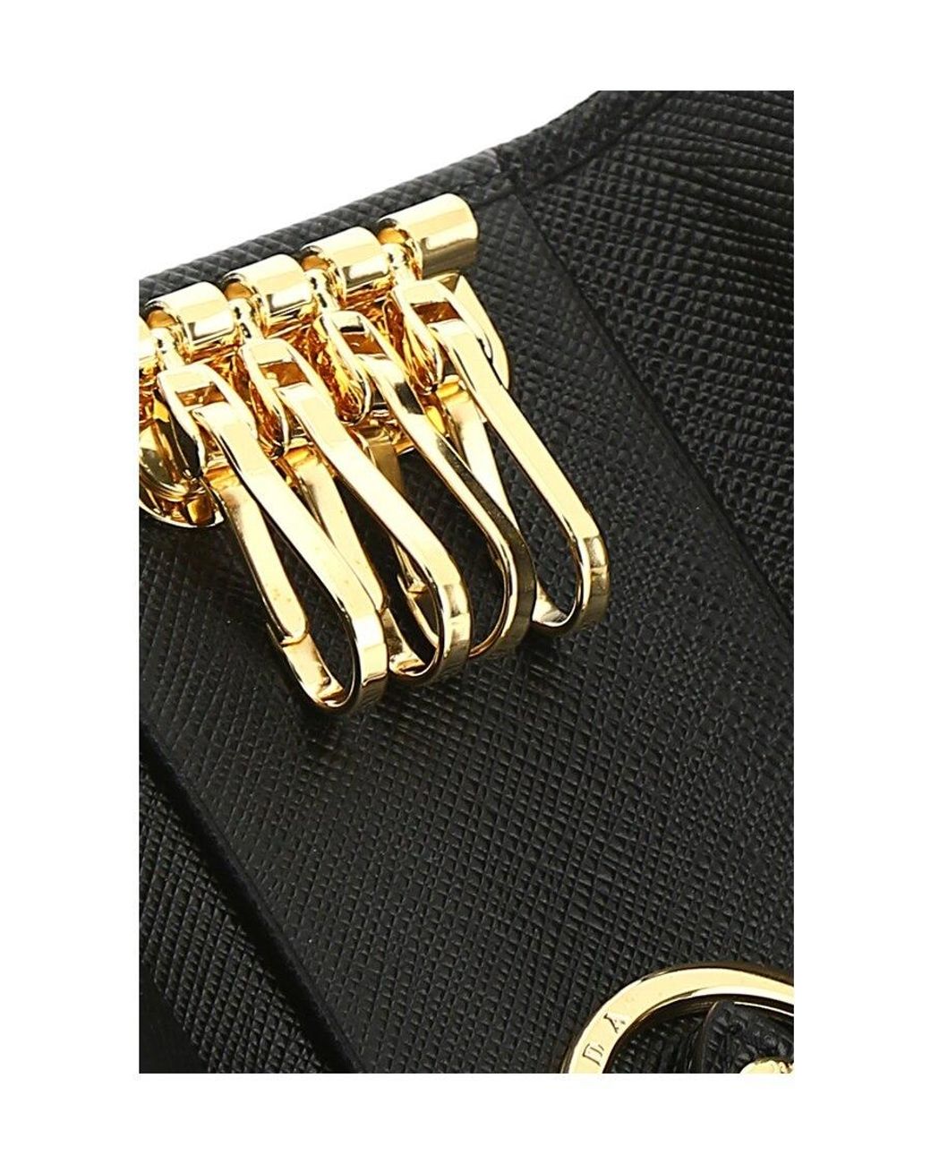 Prada Black Logo Key Ring Case