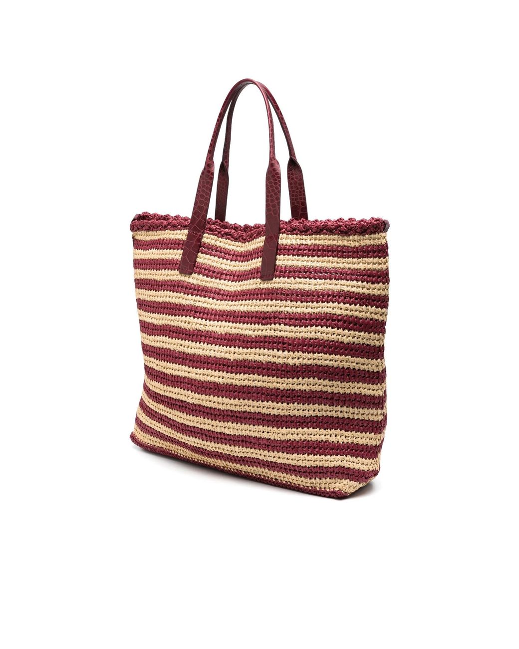 Dolce & Gabbana Red Striped Raffia Tote Bag for men