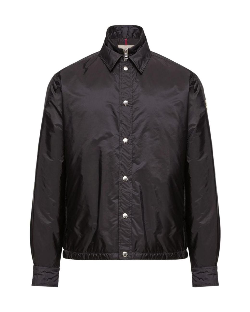 Moncler Black Snap-Front High Collar Shirt for men