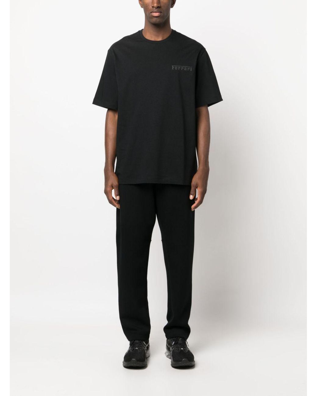 Ferrari Black T-Shirt With Round Neck And Short Sleeves for men