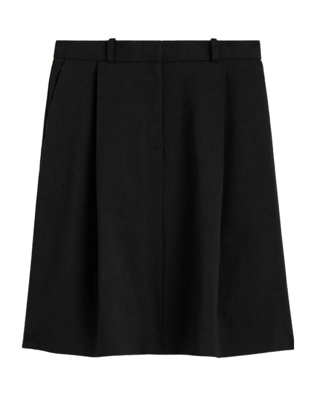 Totême Black Pleated Midi Skirt