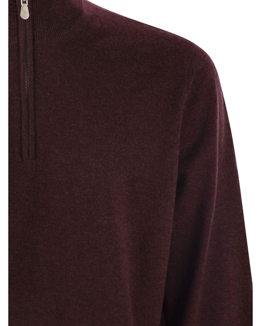 Brunello Cucinelli Brown Funnel-Neck Knitted Polo Shirt for men