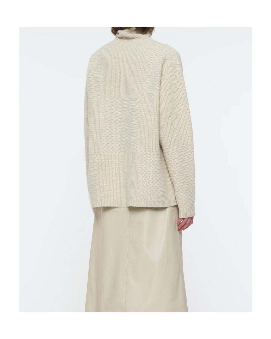 Joseph White Ribbed Panelled Turtleneck Sweater