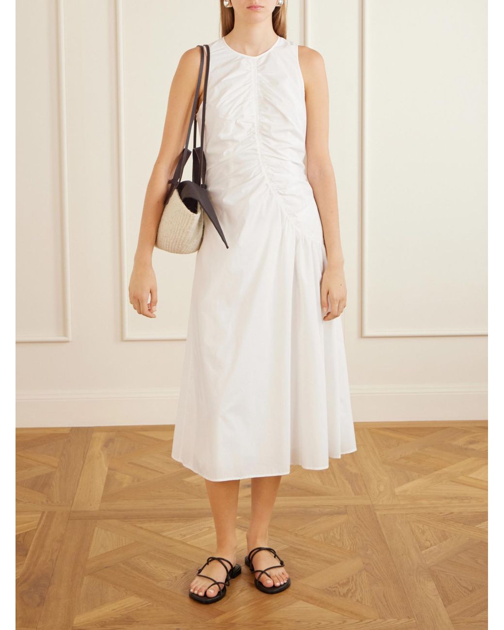 Muuñ Natural Leather And Cotton-Trimmed Raffia Mini Tote