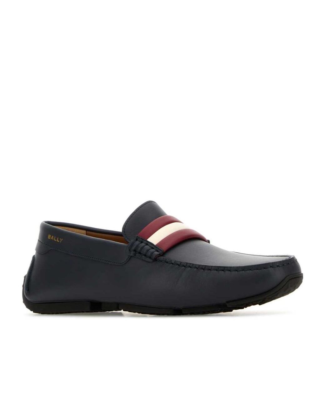 Bally Black Logo Printed Striped Slip-On Loafers for men