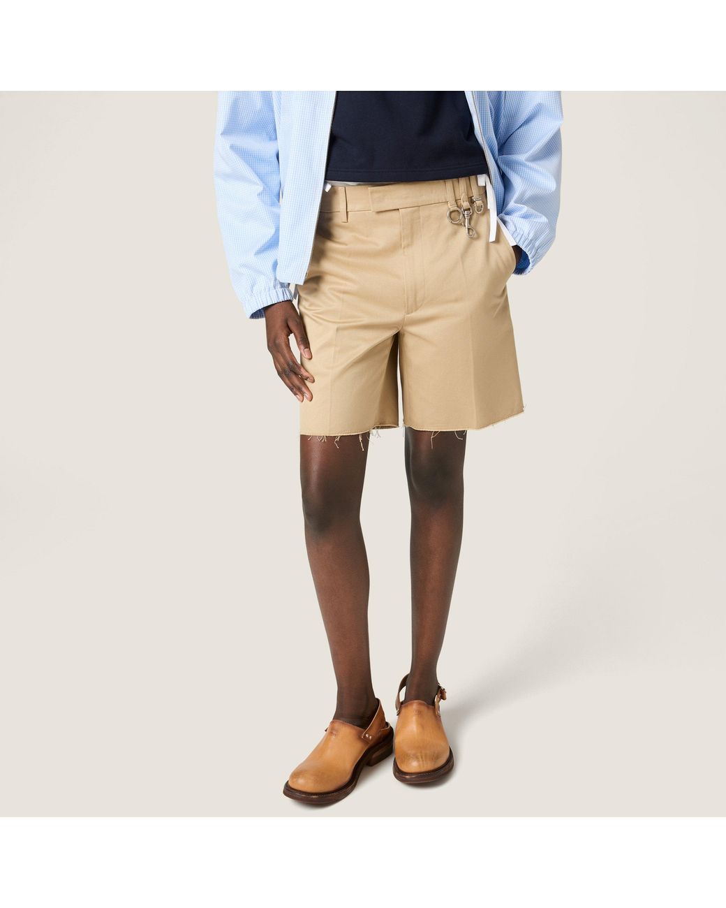 Miu Miu Natural Pressed-Crease Shorts