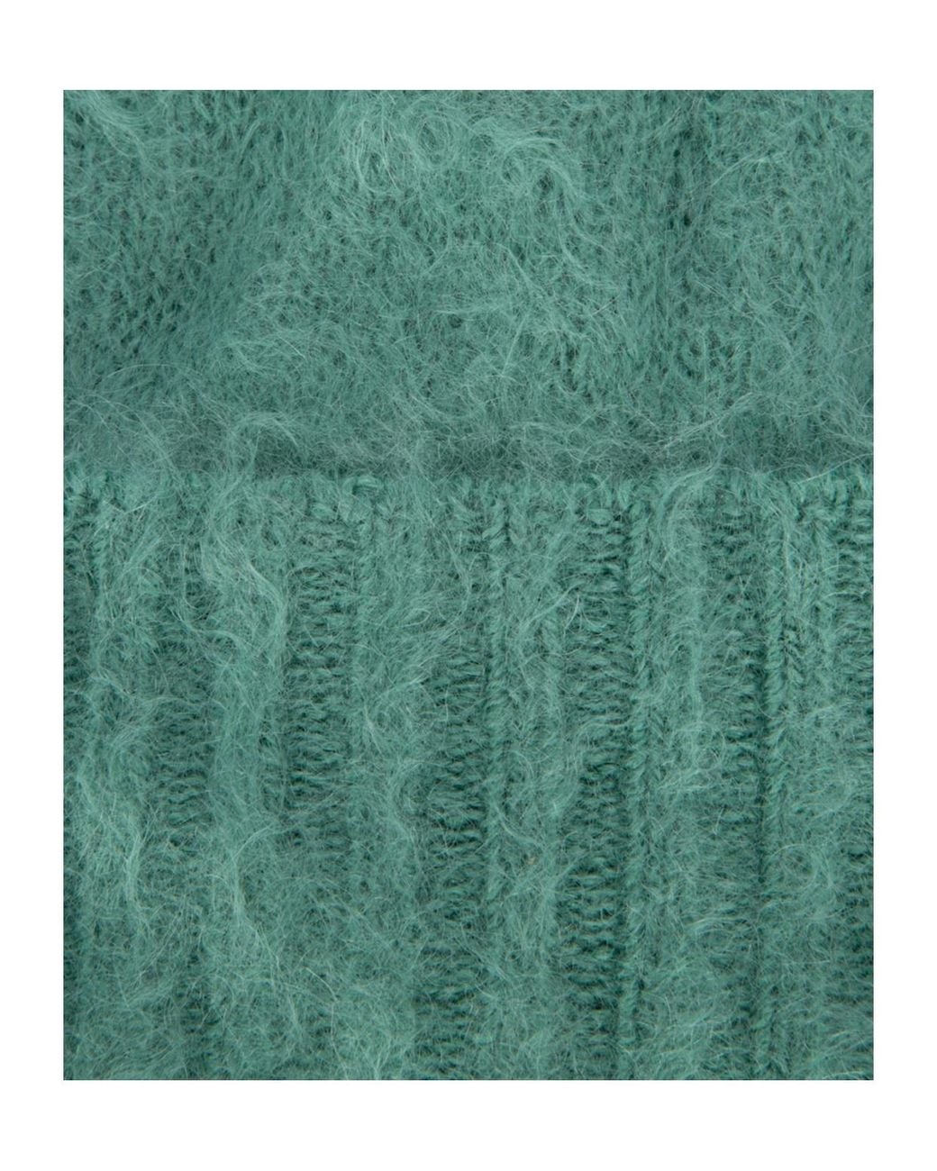 Auralee Green Wool Blend Turned-Up Knit Cap for men
