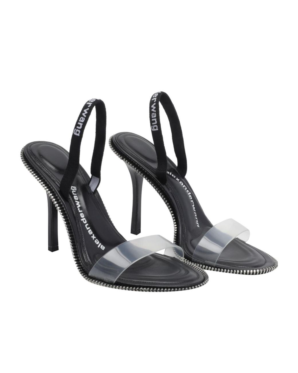 Alexander Wang White Logo Strass Heeled Sandals