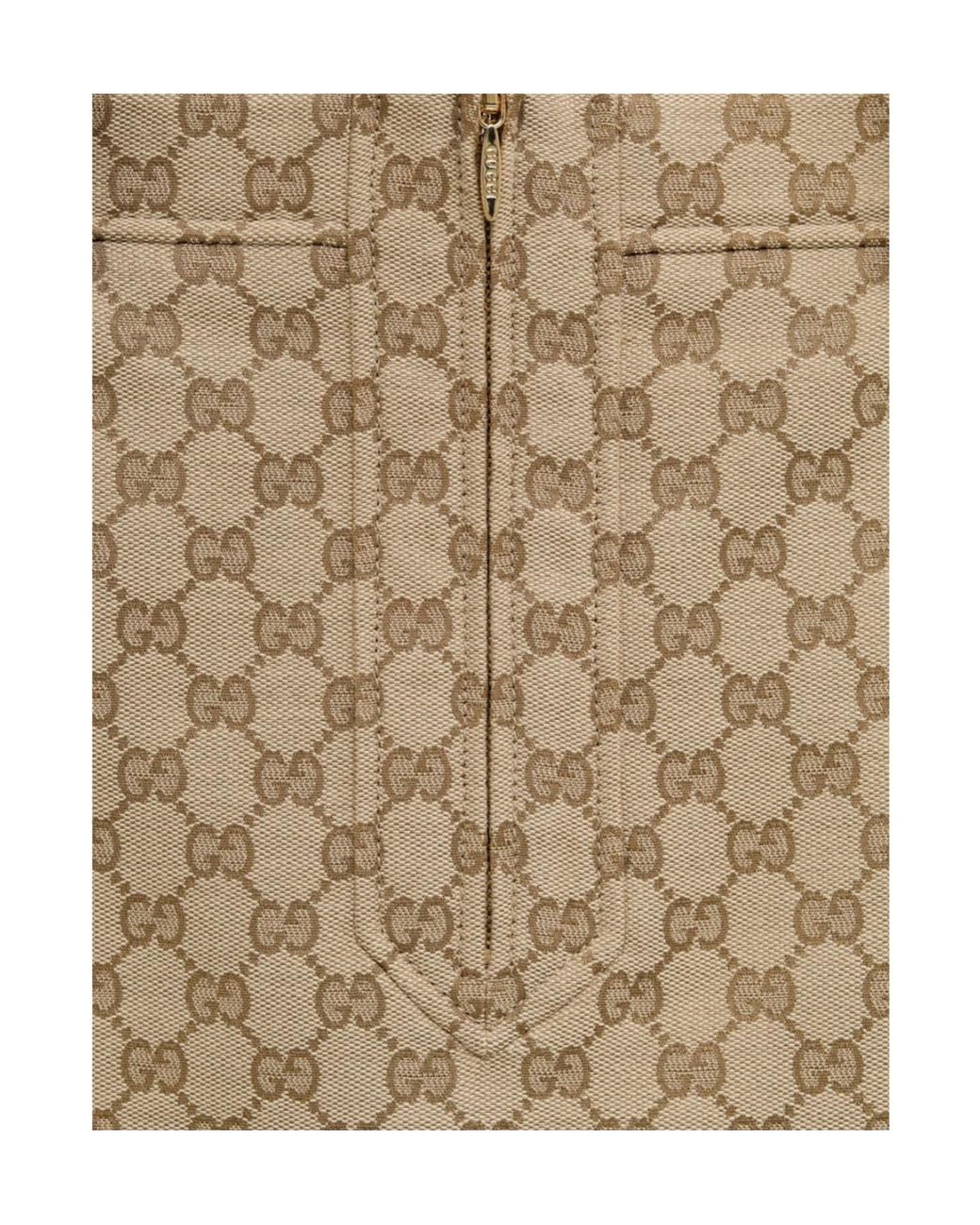 Gucci Natural Gg Cotton Canvas Jacquard Fabric Skirt