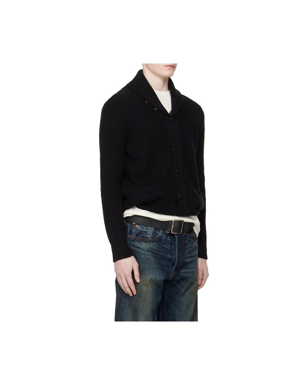 RRL Black Ralph Lauren Shawl Collar Cardigan for men