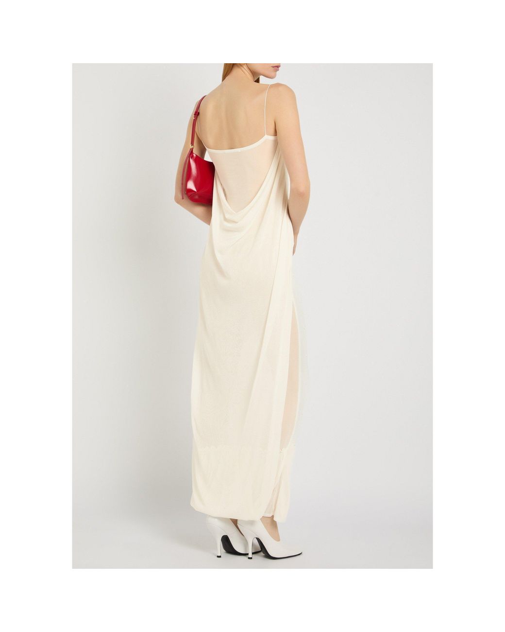 Jacquemus White Square-Neck Mesh Dress