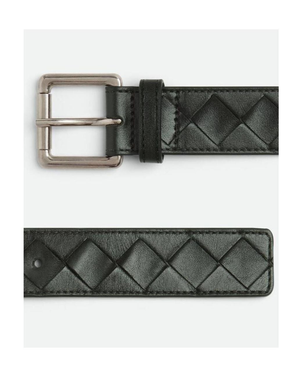 Bottega Veneta Black Signature Weave Buckle Belt for men