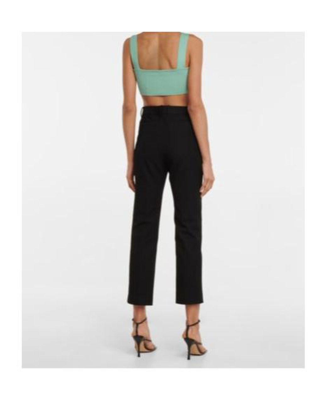 Oscar de la Renta Blue Ribbed-Knit Silk-Blend Crop Top