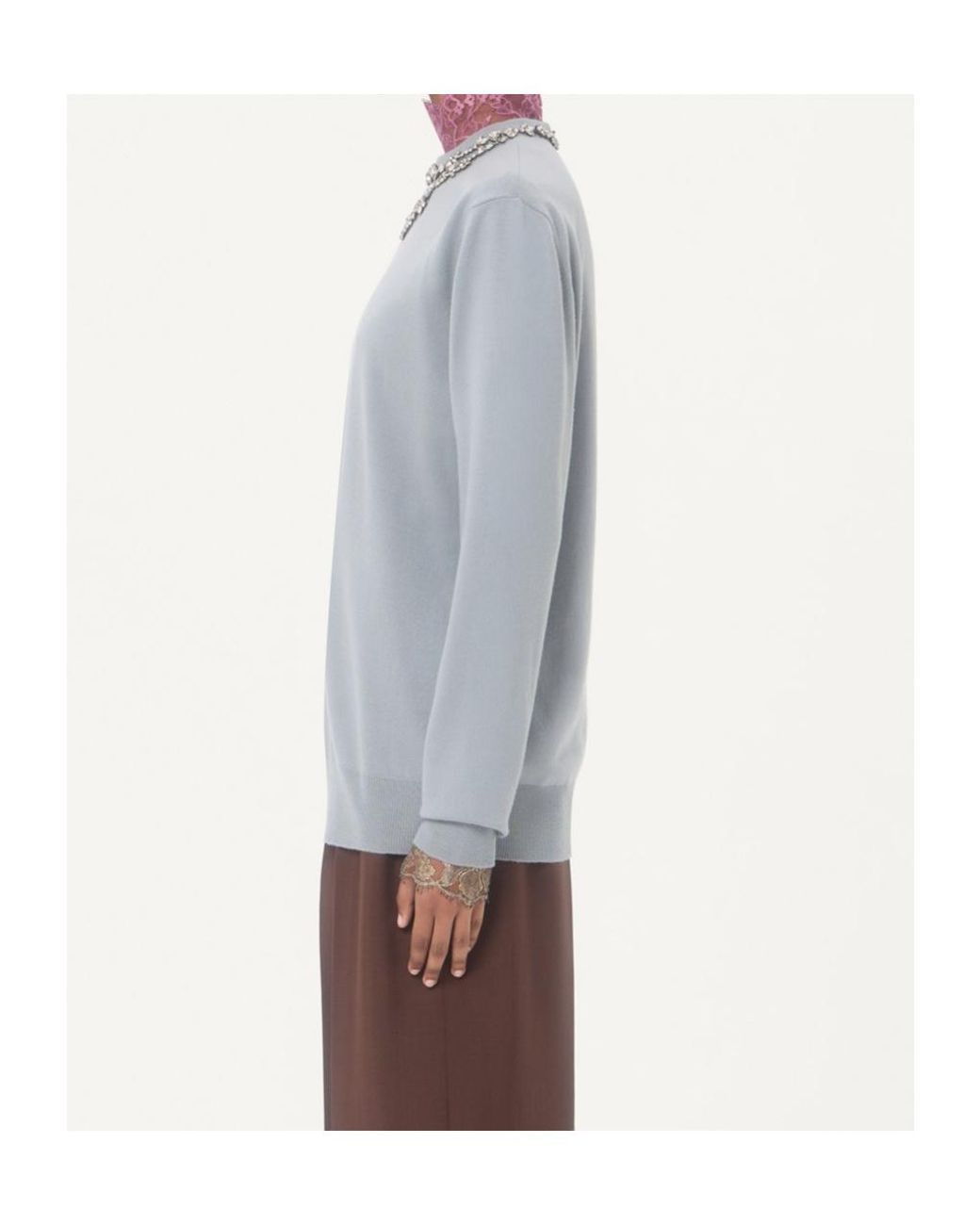Valentino Gray Embroidered Crewneck Jumper