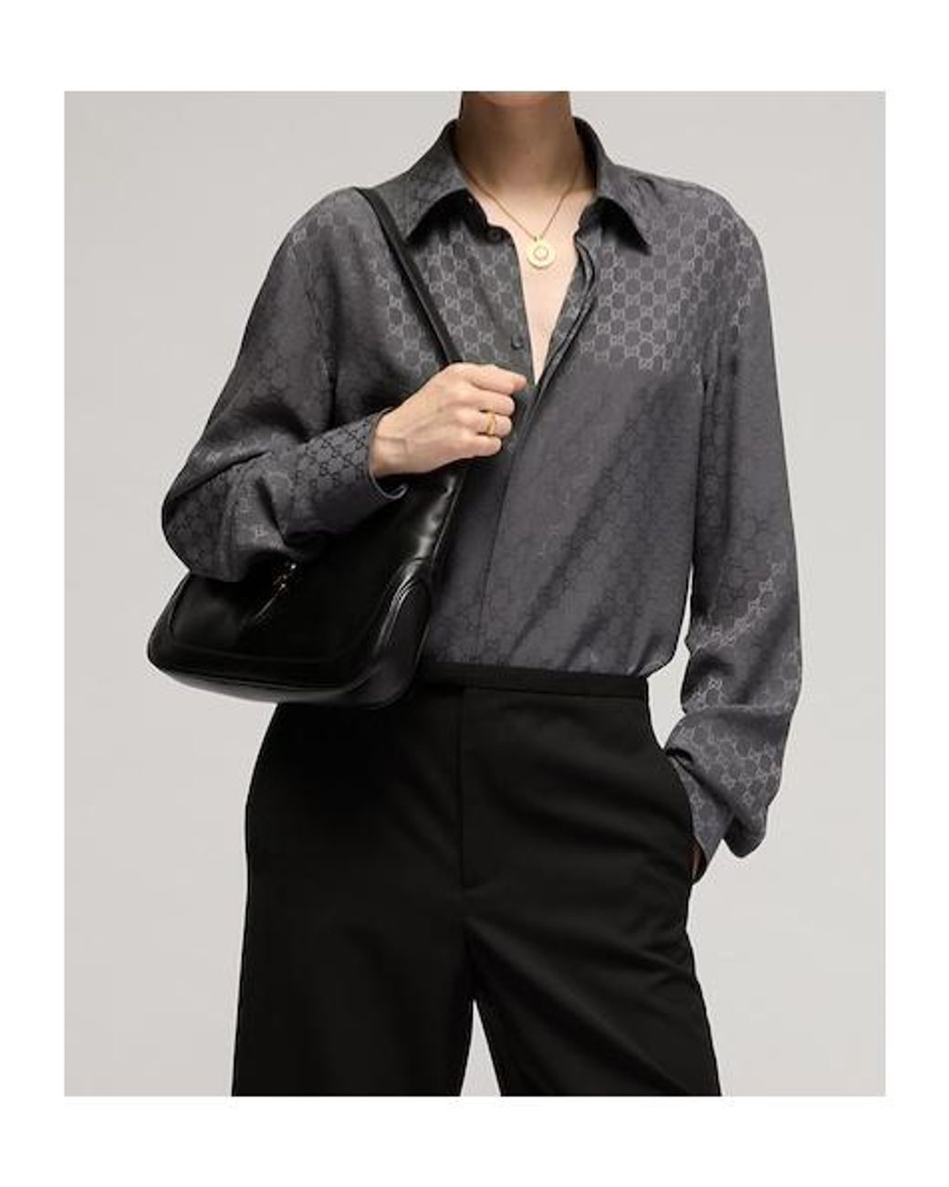 Gucci Gray Gg Jacquard Shirt