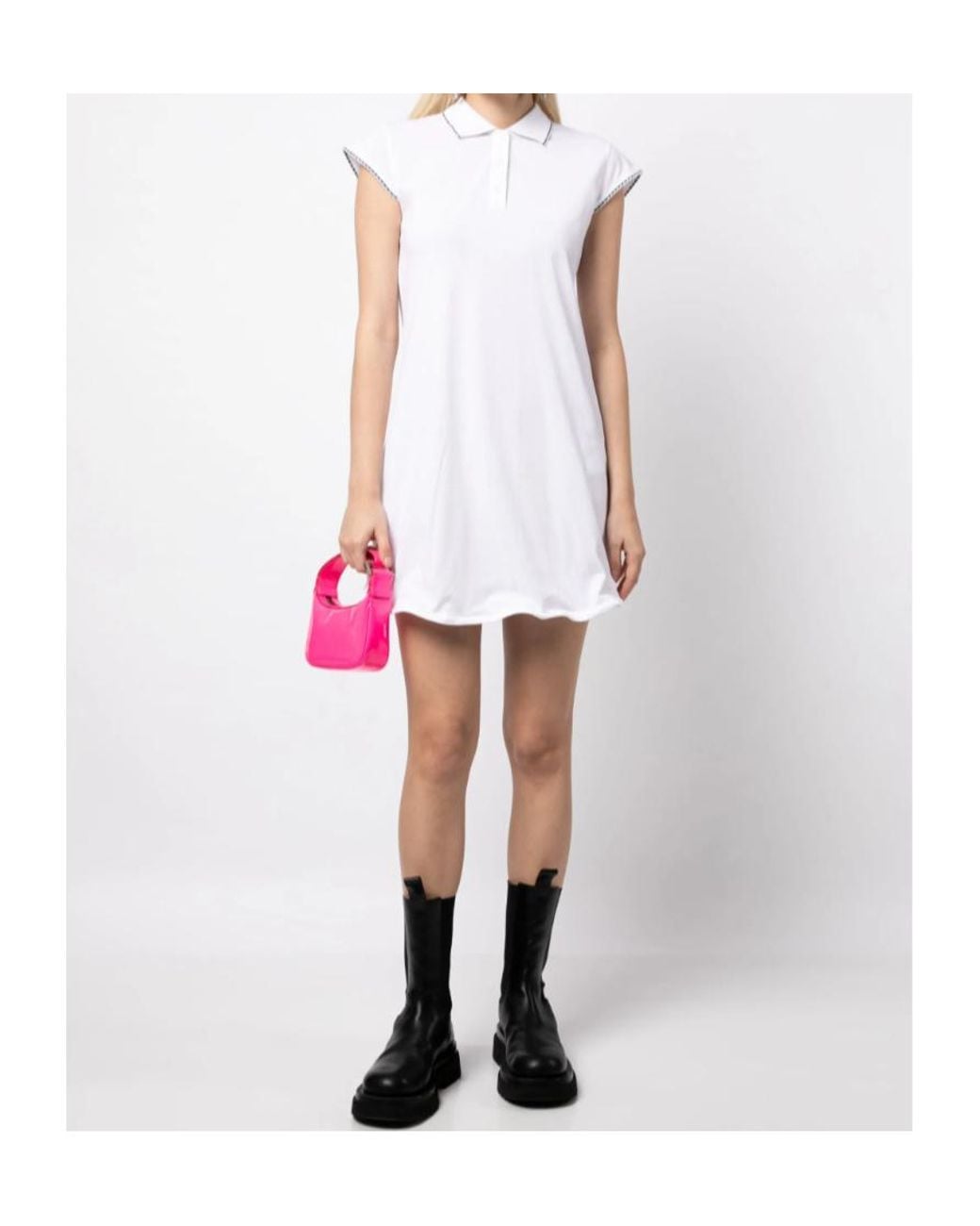 we11done White Contrast-Stitching Shirt Dress