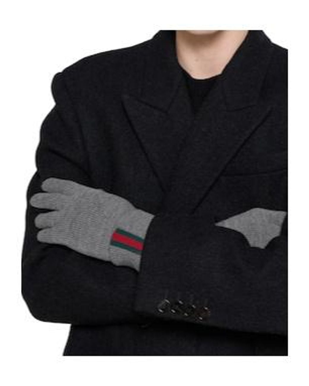 Gucci White Wool Gloves With Web for men