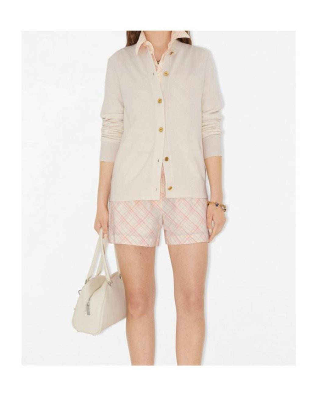 Burberry White Clara Button-Up Cardigan