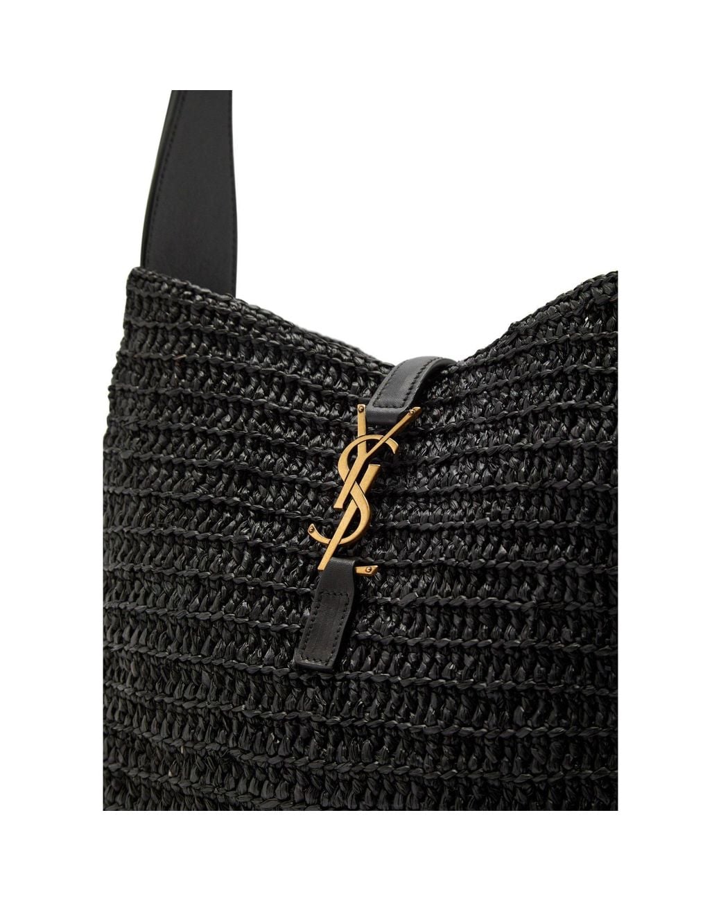 Saint Laurent Black Woven And Patchwork One-Shoulder Bag