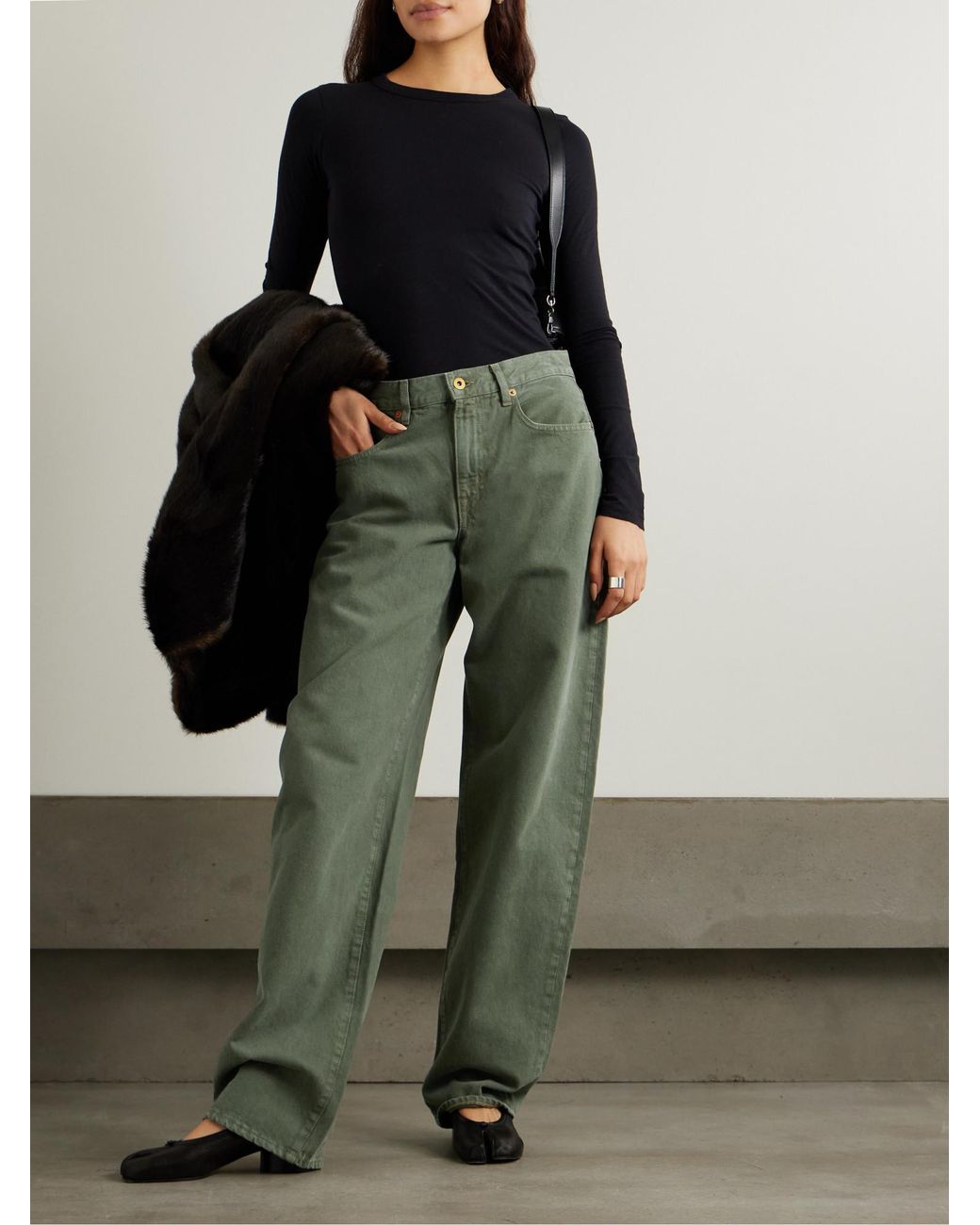 SLVRLAKE Denim Green High-Waisted Wide-Leg Jeans
