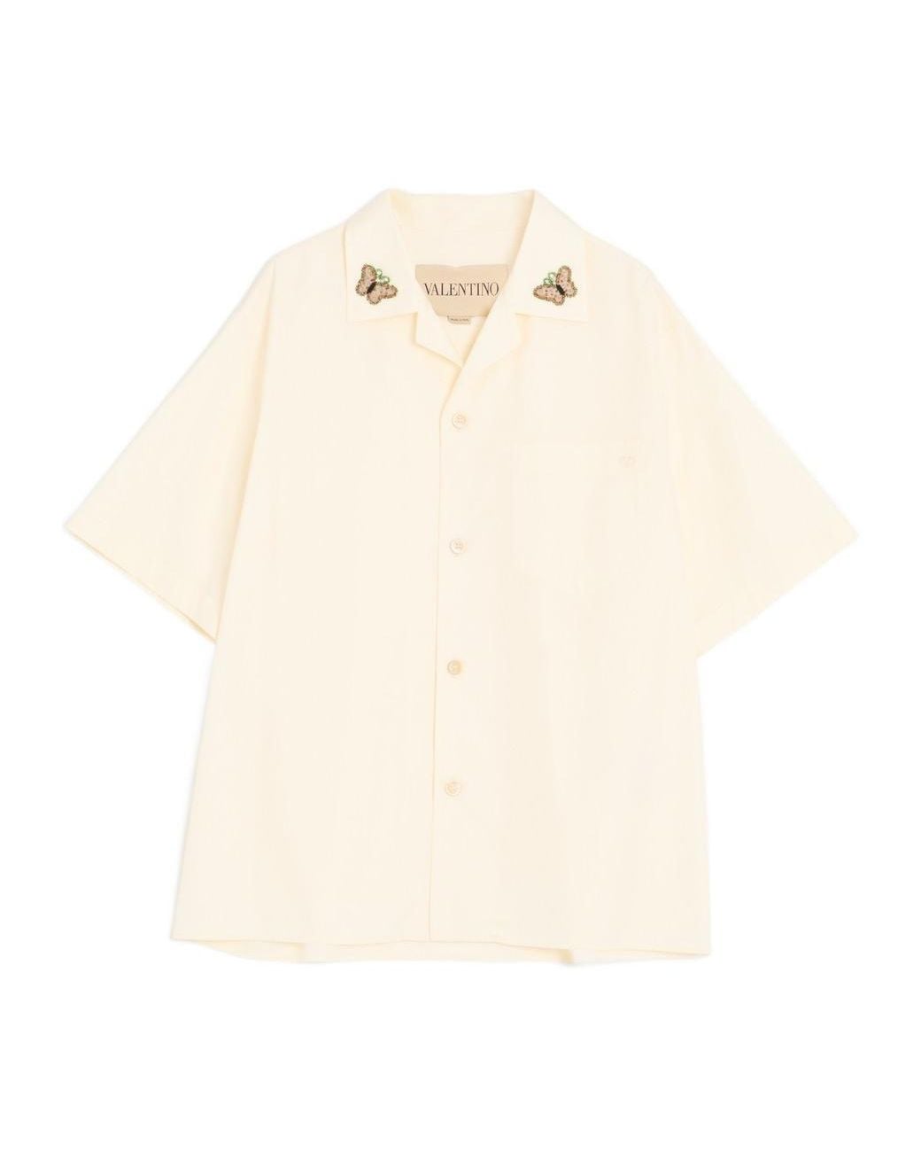 Valentino Natural Collared Short-Sleeved Shirt for men