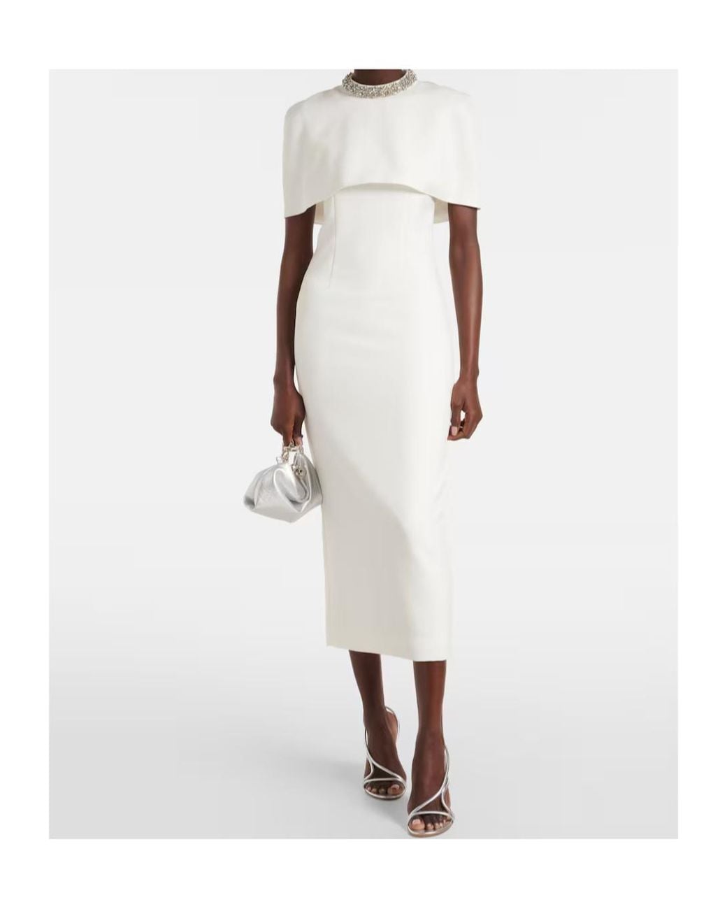 Roland Mouret White Embellished Crêpe Cocktail Dress