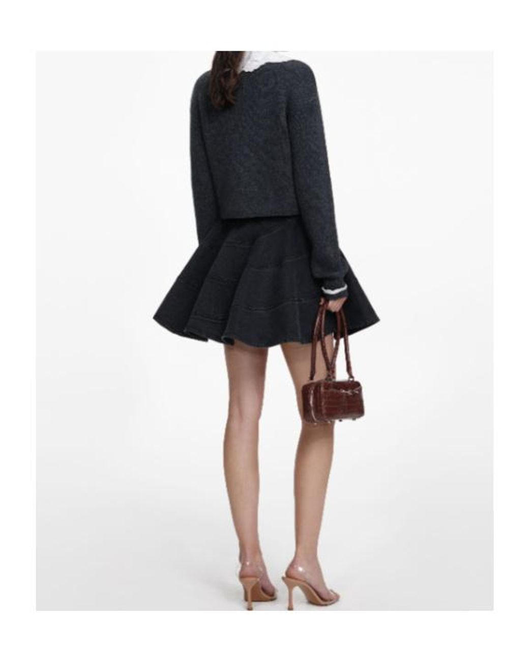 Self-Portrait Black Lace-Collar Button Cardigan