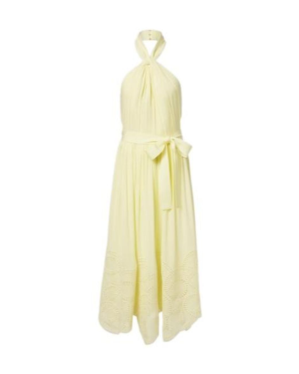 Elie Saab Yellow Halterneck Silk-Blend Midi Dress