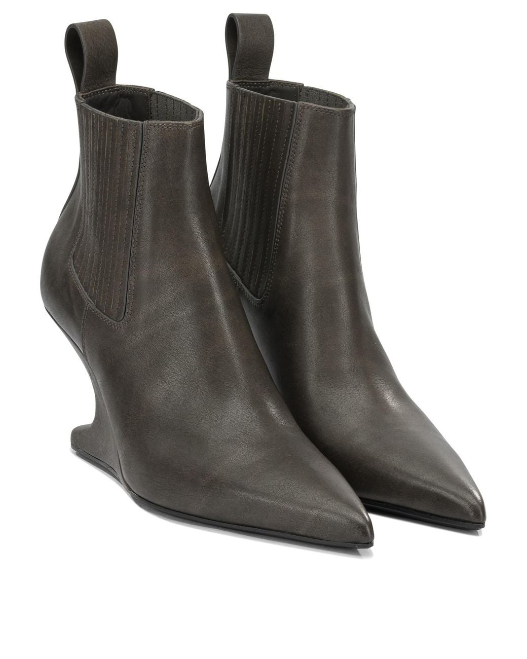Rick Owens Black Pointed-Toe Ankle Boots