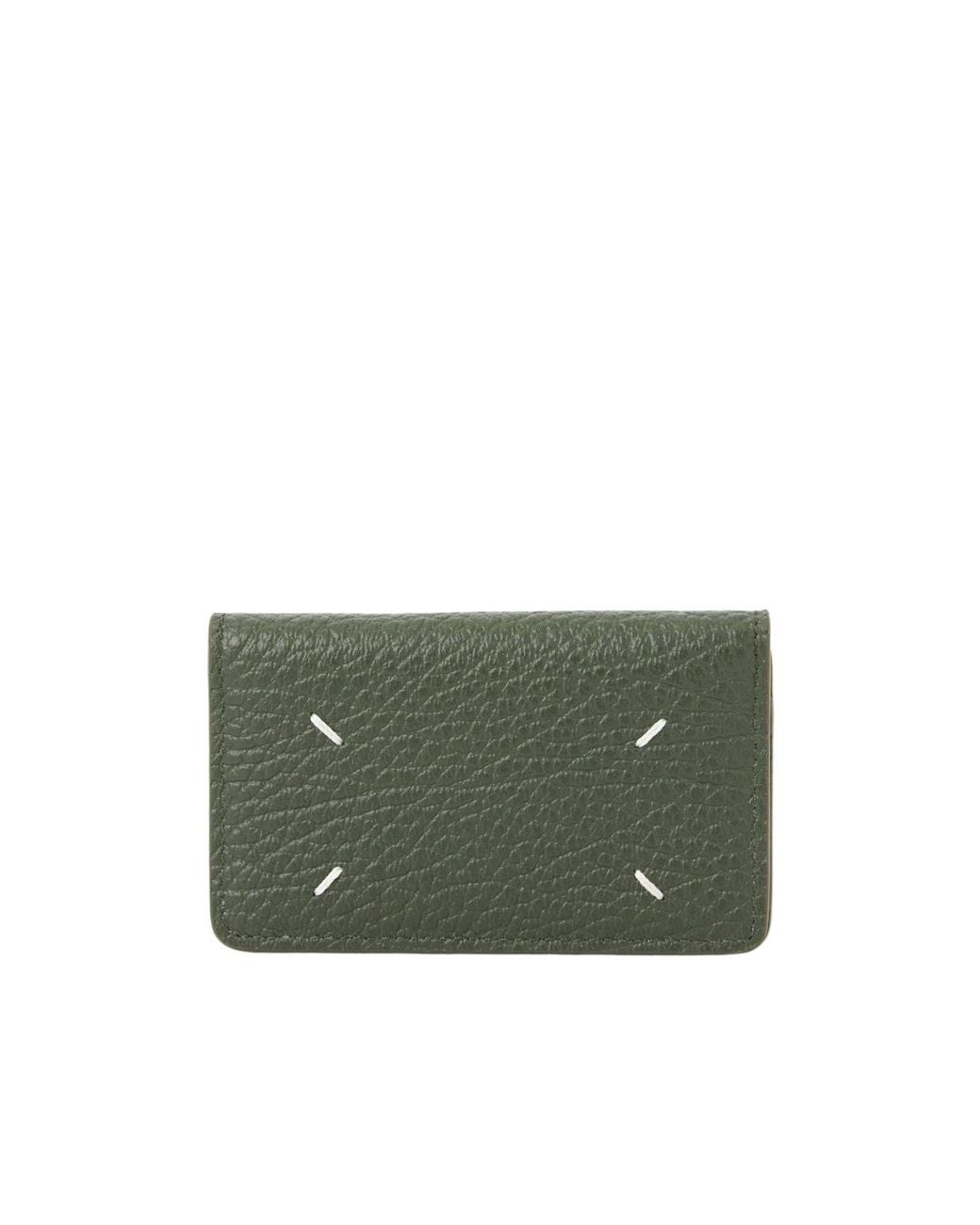 Maison Margiela Green Four Stitches Card Holder for men