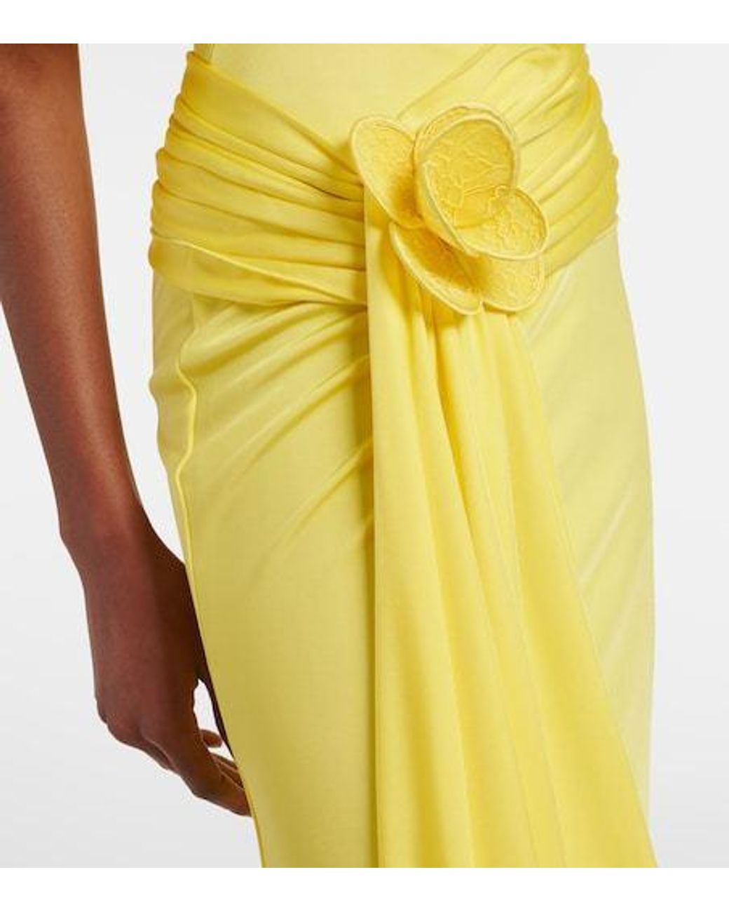 David Koma Yellow Floral-Appliqué Jersey Cocktail Dress