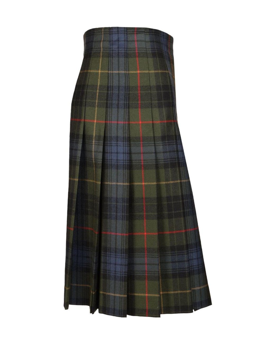 Etro Green Pleated Checked Midi Skirt