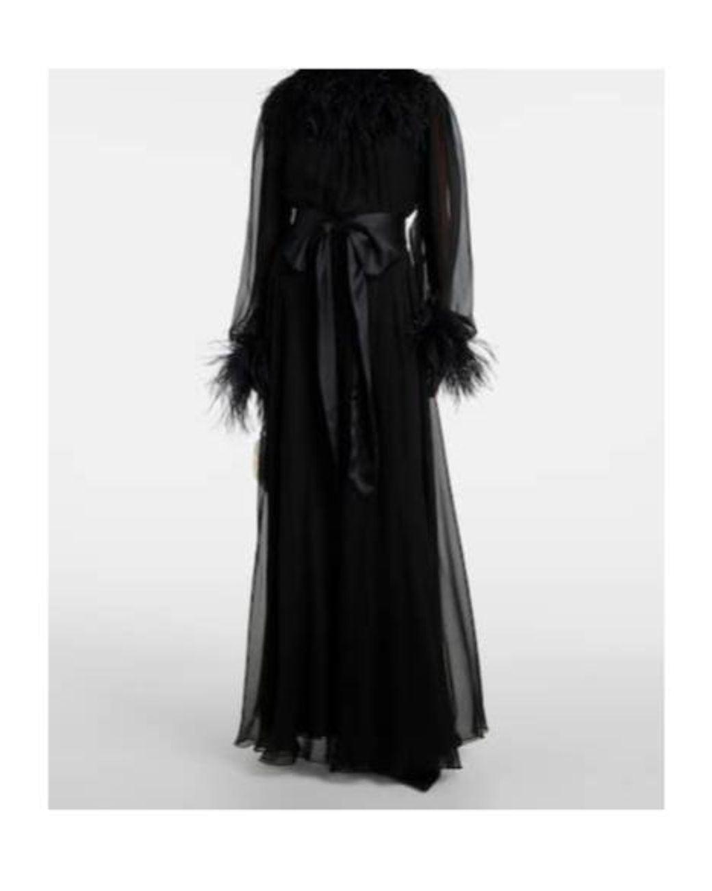 Dolce & Gabbana Black Feather-Trimmed Silk Chiffon Gown