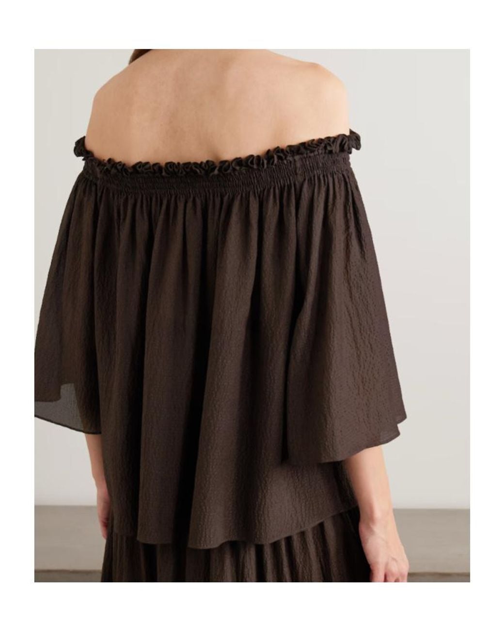 Joseph Brown Emi Off-The-Shoulder Shirred Seersucker Top