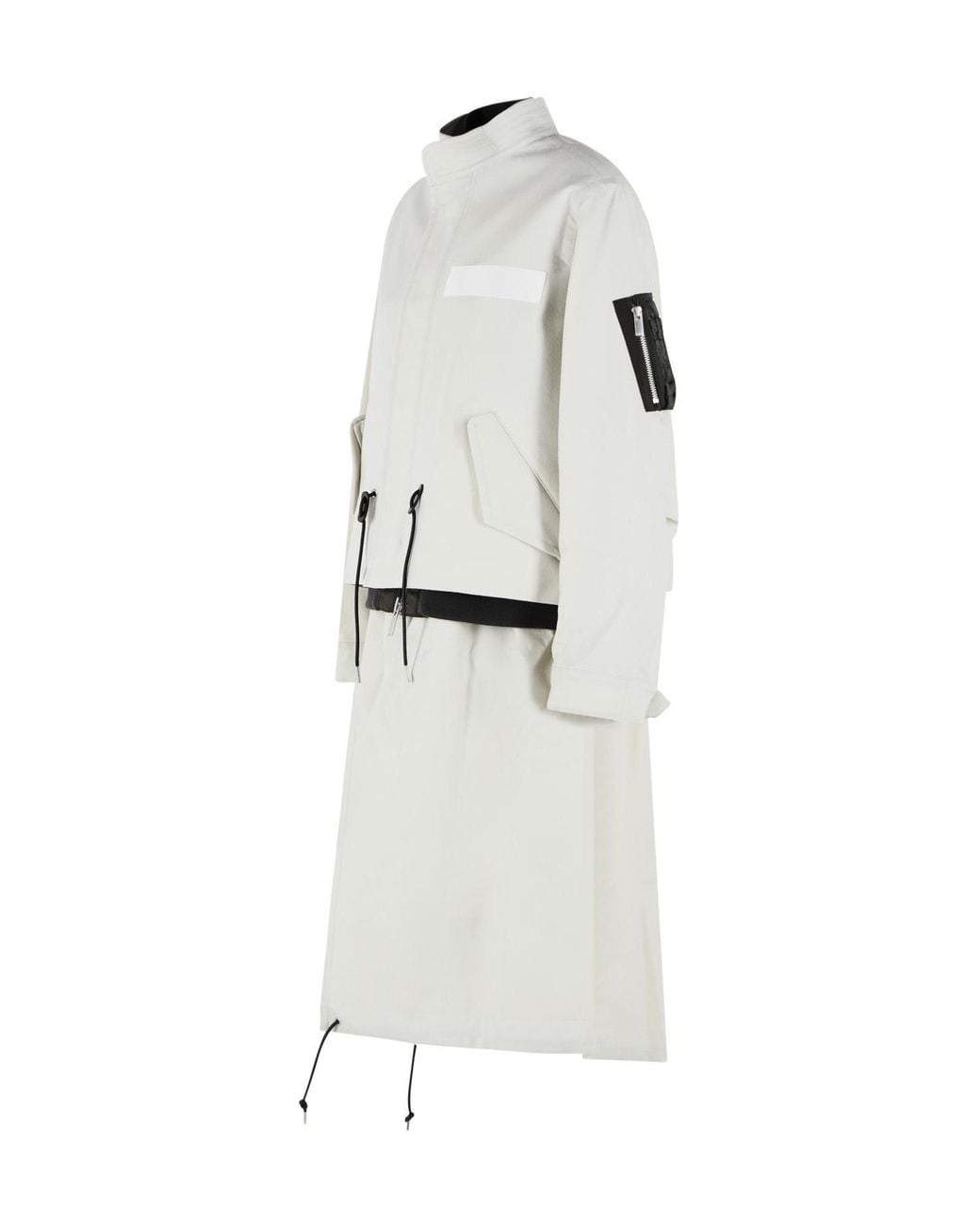 Sacai Gray Long Sleeve Drawstring Coat
